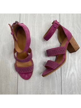 Frye & Co Women's Magenta Purple Bryn Perf Perforated Heeled Sandals Size 9.5